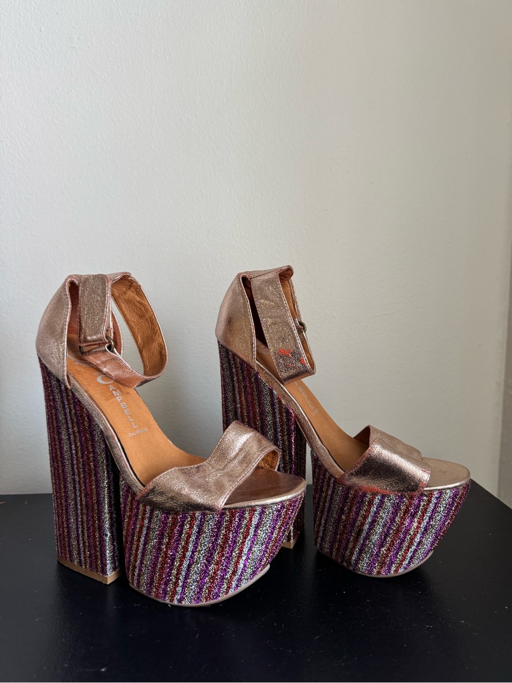 Jeffery Campbell Forget Disco Platform Glitter Heels